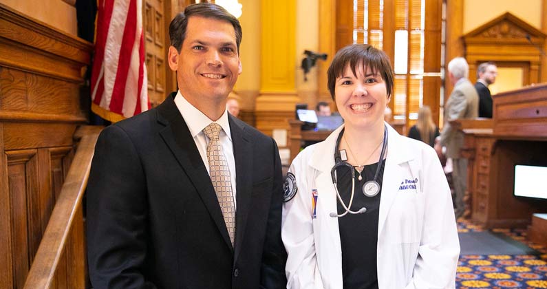 Photograph of Geoff Duncan, lieutenant governor of Georgia and Dr. Petree inside the Georgia State Capitol.