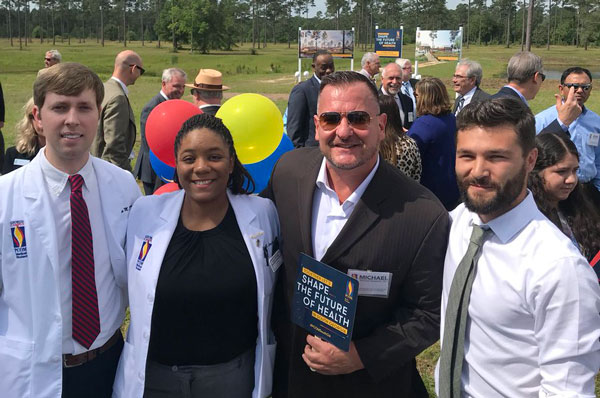 Dr. Michael Sampson (second from left) is pictured at the PCOM South Georgia groundbreaking with several GA-PCOM medical students.